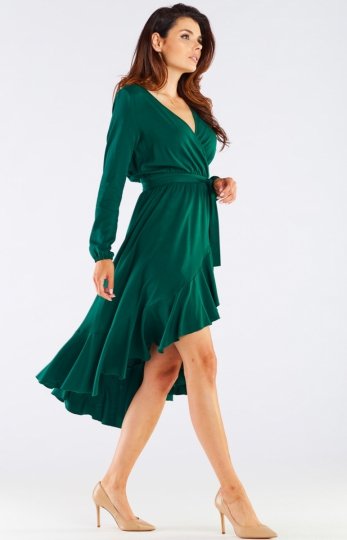 Awama asymetryczna sukienka midi zielona A456