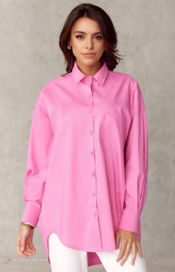 *Oversizowa koszula damska różowa 0155