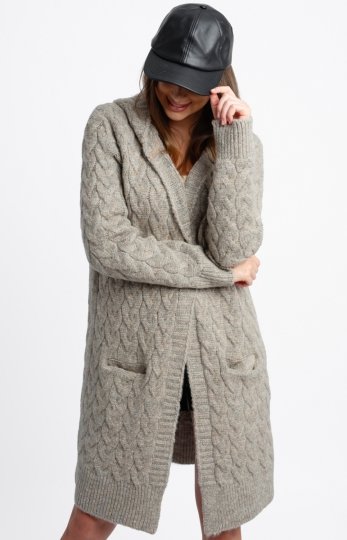 Oversizowy kardigan damski z kapturem Laval
