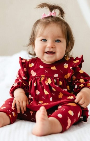 Body dziewczęce z sukienką bordowe – 100% bawełna