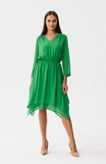 Stylove S354 sukienka warstwowa szyfonowa zielona 