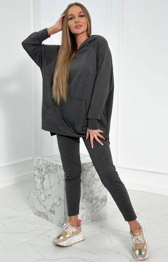 *Komplet bluza z kapturem i legginsy grafitowa