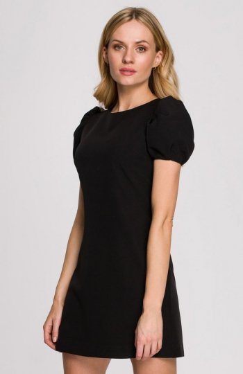 Sukienka mini z krótkimi rękawkami czarna K095 