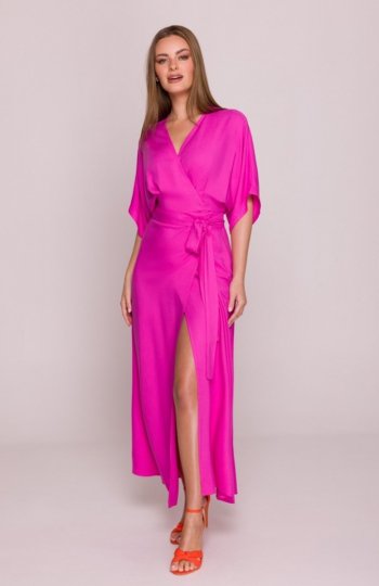 Stylove S406 wiskozowa sukienka maxi liliowa 