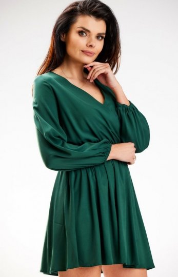  Awama A577 oversizowa mini sukienka zielona