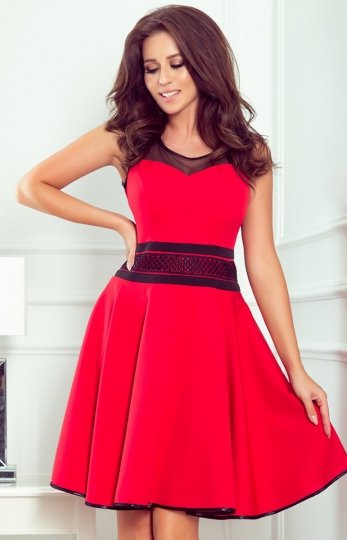 Rozkloszowana czerwona sukienka 261-1 RICA