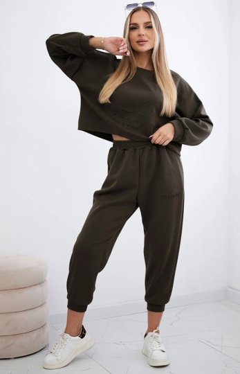 Komplet z wiskozy Amour khaki