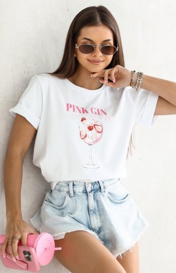T-Shirt z krótkim rękawem Pink Gin biały