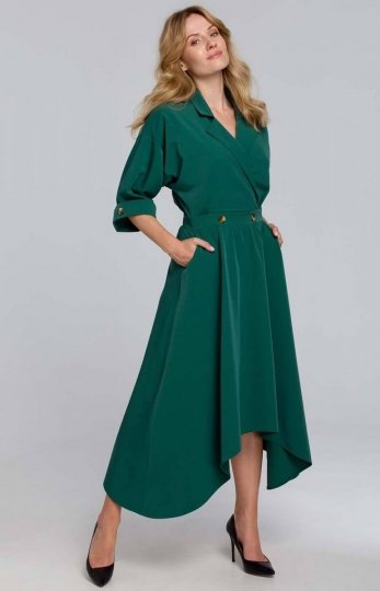 Asymetryczna długa sukienka zielona K086