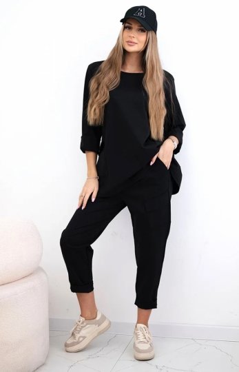Komplet punto bluza i spodnie 7069 czarny
