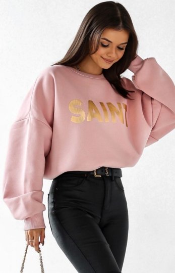 Świąteczna bluza damska oversize z napisem Saint