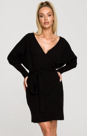 Moe M714 sweterkowa sukienka czarna