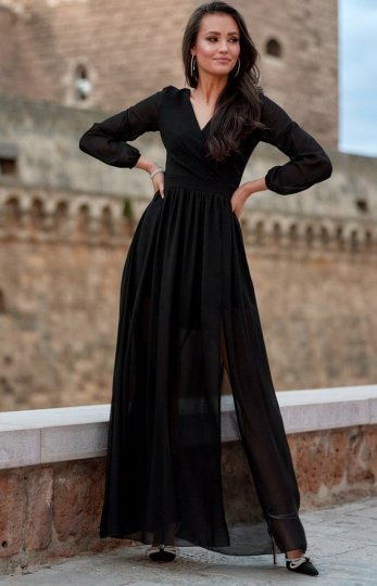 Wieczorowa sukienka maxi czarna 0257