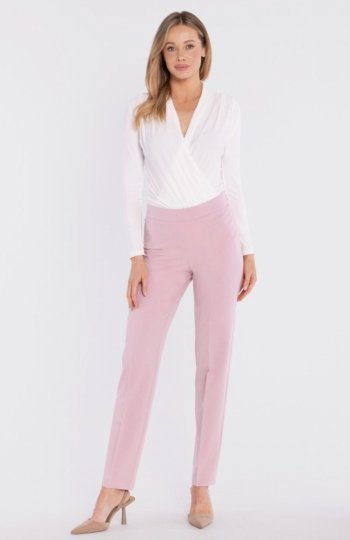 Stylove S433 spodnie cygaretki z bocznym zamkiem liliowe 