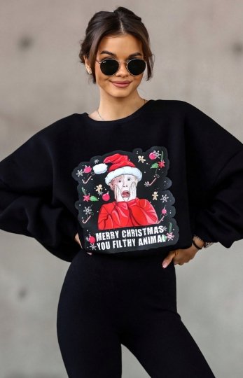 Czarna bluza z nadrukiem Kevin sam w domu