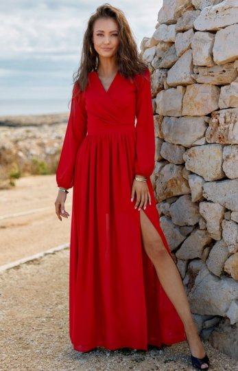Wieczorowa sukienka maxi czerwona 0257