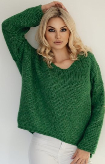 Basicowy sweter damski zielony 30080