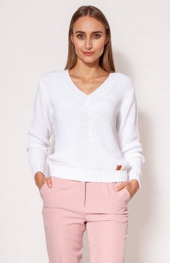 MKM SWE264 krótki sweterek damski biały 