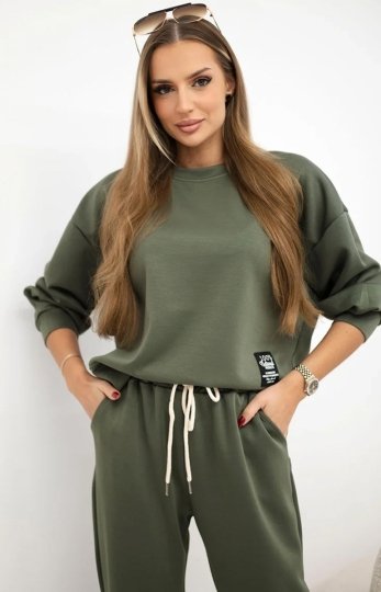 Komplet dresowy masełko bluza i spodnie khaki