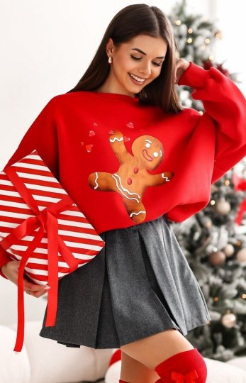 Bluza damska z nadrukiem Ciasteczka z bajki Shrek czerwona