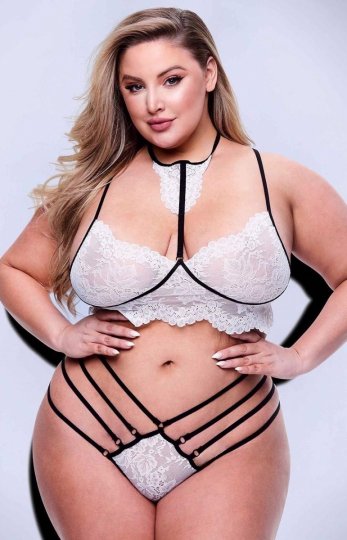 Koronkowy komplet 2-częściowy Strappy plus size