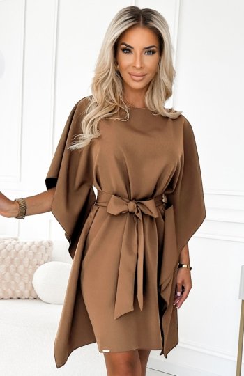 Numoco 287-39 SOFIA sukienka motyl z wiązaniem w pasie 