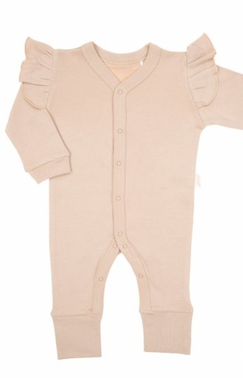 Bawełniany pajac dziewczęcy beżowy