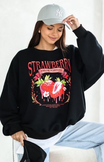 Oversizowa bluza damska Strawberry czarna