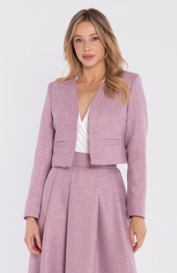 Stylove S429 marynarka bez kołnierza na podszewce marsala 