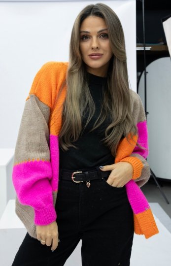 Kardigan oversize Merci – niezapinany sweter damski neon