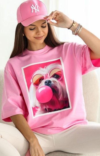 Oversizowy t-shirt Maltańczyk okulary