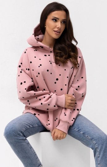 Oversizowa bluza damska z kapturem kropeczki