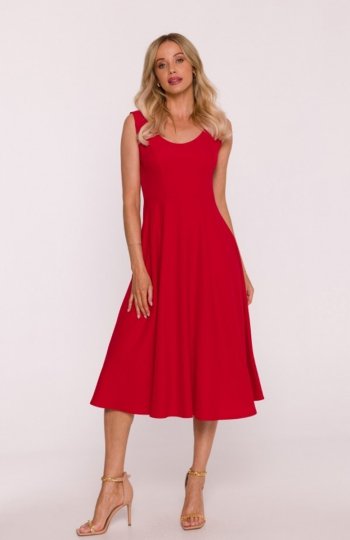 Stylove S424 sukienka rozkloszowana czerwona 