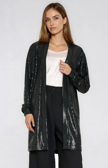 Cienki cekinowy blezer - czarny Nife