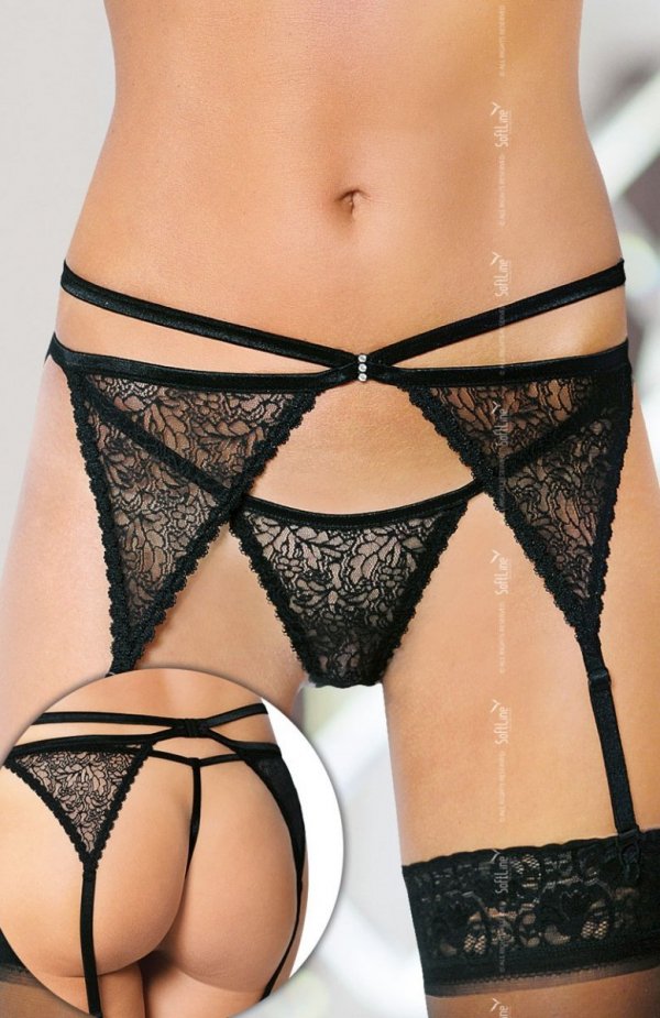 Softline 3318 pas do pończoch i stringi czarny