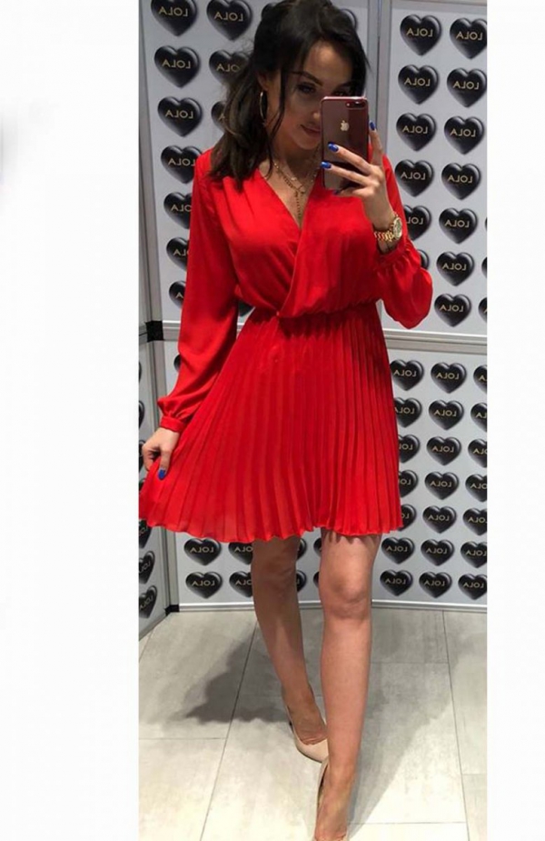 Lola Fashion plisowana sukienka czerwona
