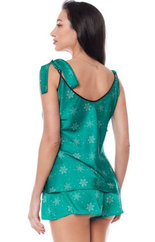 Anais Aster satynowa świąteczna piżama damska zielona tył