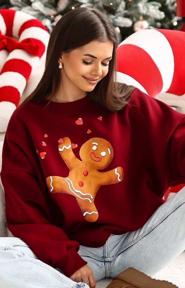 Bluza damska z nadrukiem Ciasteczka z bajki Shrek bordowa