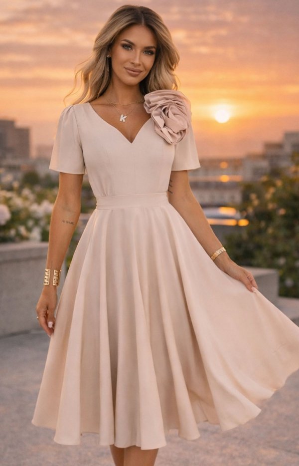 Elizabeth Rubi sukienka midi beżowy