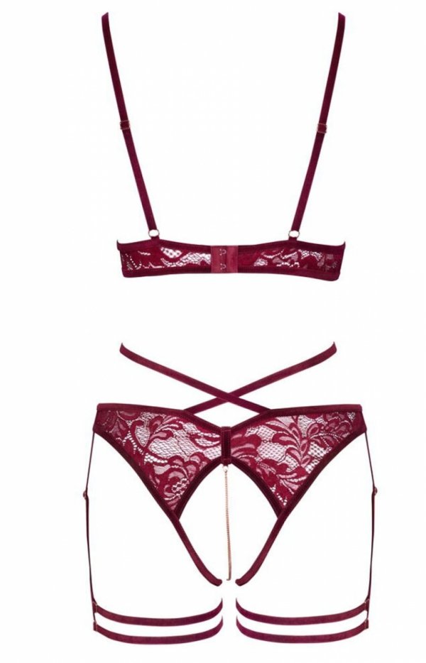 Velvet Chains komplet bielizny z otwartym krokiem tył