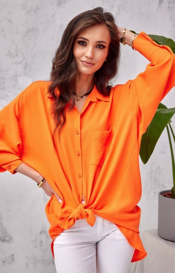 Oversizowa koszula damska orange 0107