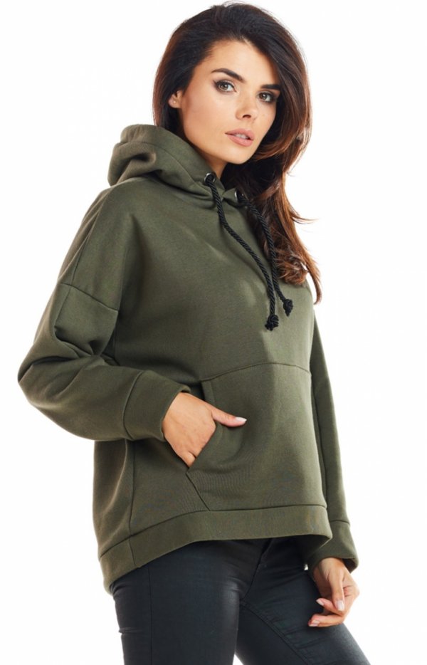 Bawełniana bluza z kapturem khaki M223