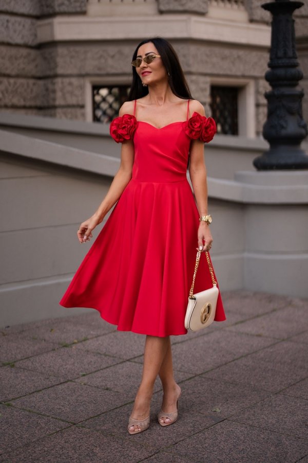Elizabeth Flower sukienka midi rozkloszowana-1