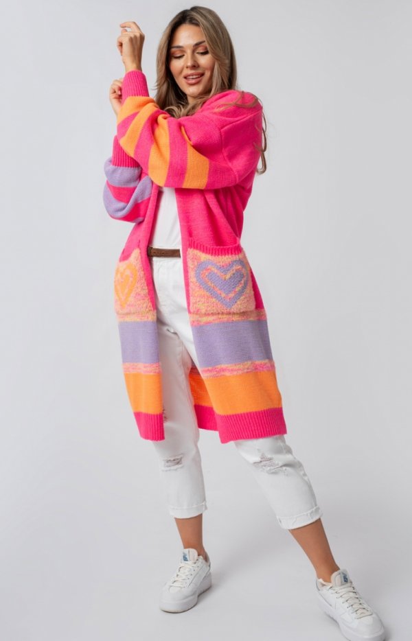 Kolorowy oversizowy długi kardigan Carrie-1