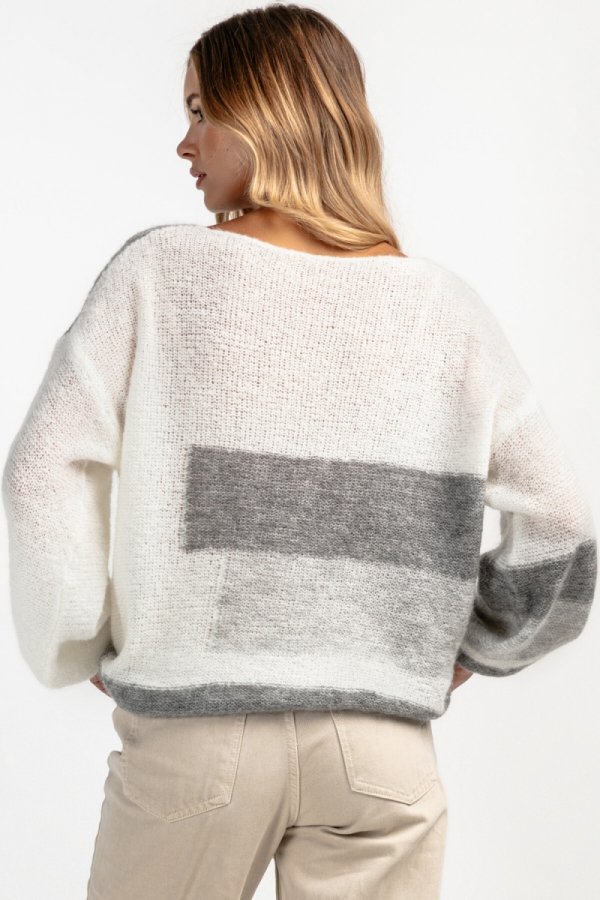 Casualowy sweter z wełny F1895 tył