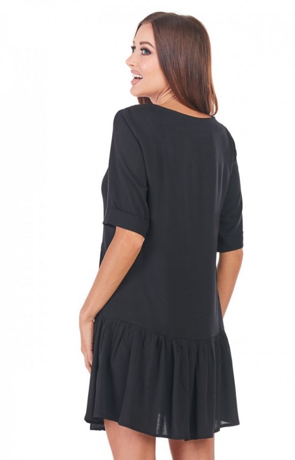 Kobieca czarna sukienka babydoll A360 tył