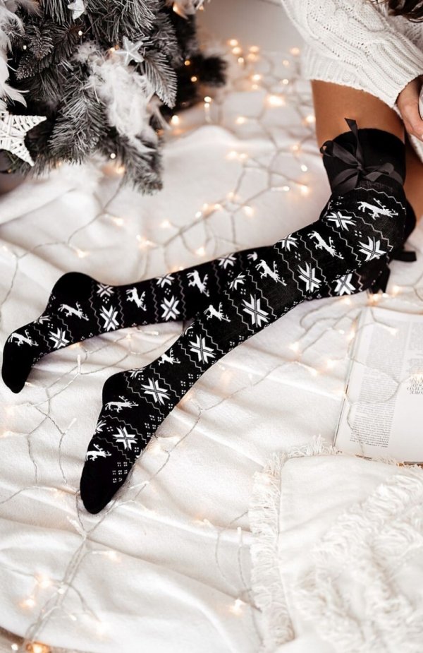 Milena 1139-000 świąteczne zakolanówki ze wstążką 