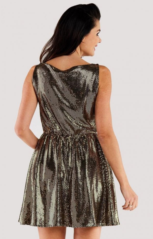 Rozkloszowana sukienka z gumką A562 złota-2