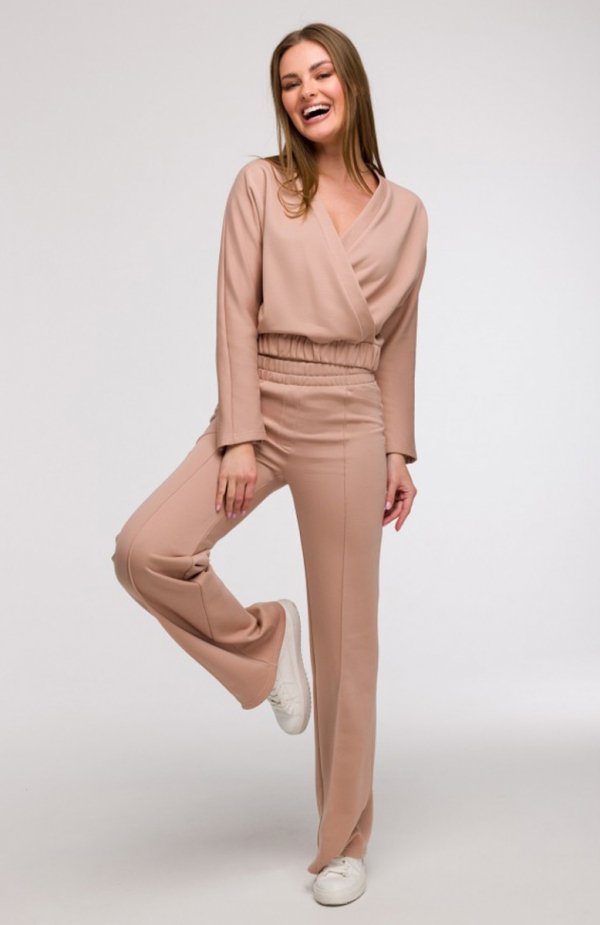 Bewear B292 bluza z kopertowym dekoltem mokka 