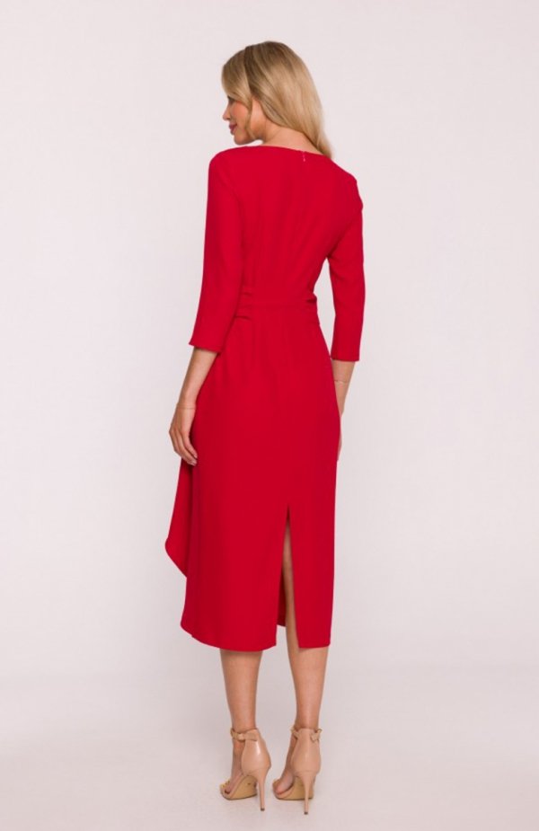 Stylove S425 sukienka z falbaną czerwona tył